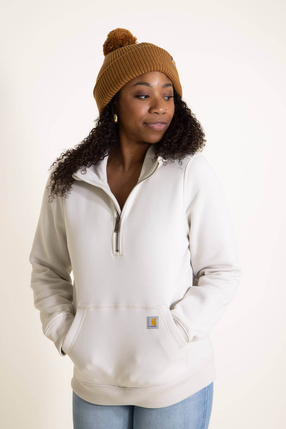 Carhartt Knit Pom-Pom Beanie for Women in Brown