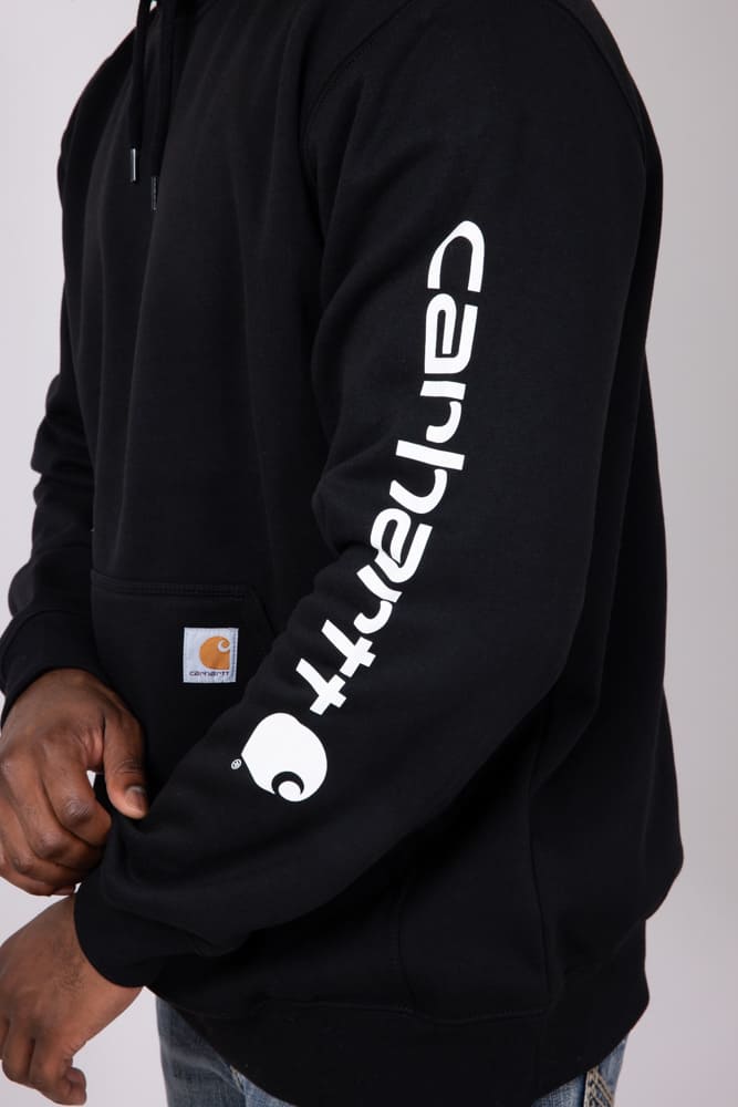 Carhartt Logo Sleeve Graphic Hoodie for Men in Black
