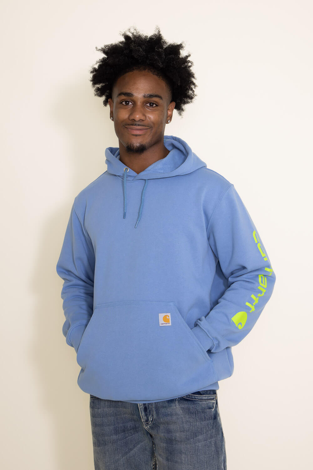 Carhartt Logo Sleeve Hoodie for Men in Blue