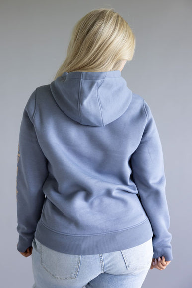 Carhartt Logo Sleeve Midweight Hoodie for Women in Faded Navy