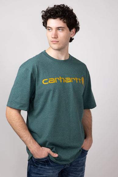 Carhartt Loose Fit Heavyweight Logo Graphic Short Sleeve T-Shirt for Men in Balsam