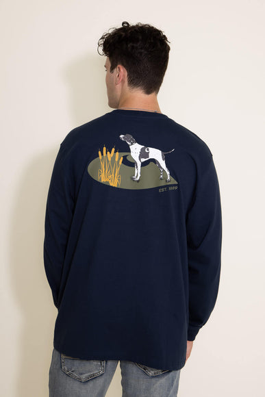 Carhartt Loose Fit Heavyweight Long Sleeve Dog Graphic T-Shirt for Men in Navy