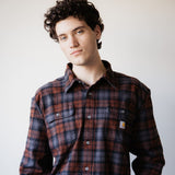 Carhartt Loose Fit Heavyweight Plaid Flannel Shirt for Men in Mocha