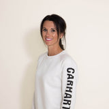 Carhartt Midweight Block Logo Crewneck for Women in White