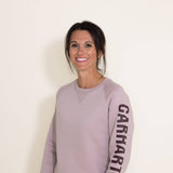 Carhartt Midweight Block Logo Crewneck for Women in Light Purple