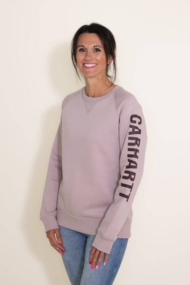 Carhartt Midweight Block Logo Crewneck for Women in Light Purple