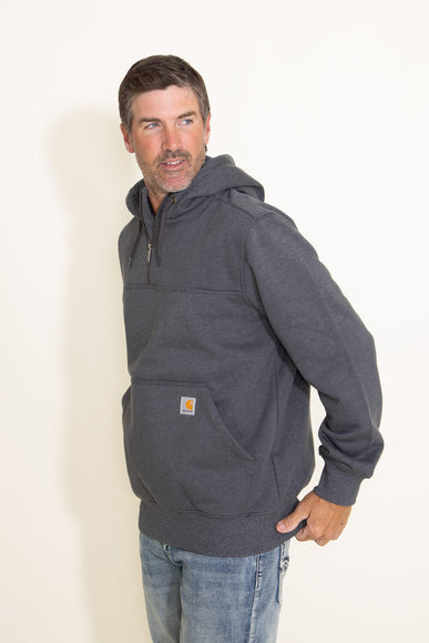 Carhartt Rain Defender Loose Fit Heavyweight 1/4 Zip Hoodie for Men in Carbon Grey