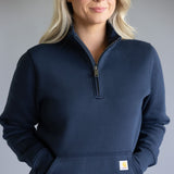 Carhartt Relaxed Fit Quarter Zip Mock Neck Sweatshirt for Women in Navy