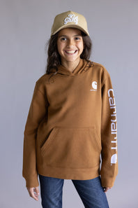 Carhartt Youth Classic Pullover Hoodie for Girls in Brown
