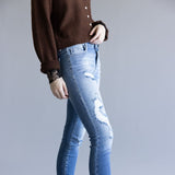 Cello Distressed Fray Ankle Cropped Skinny Jeans for Women