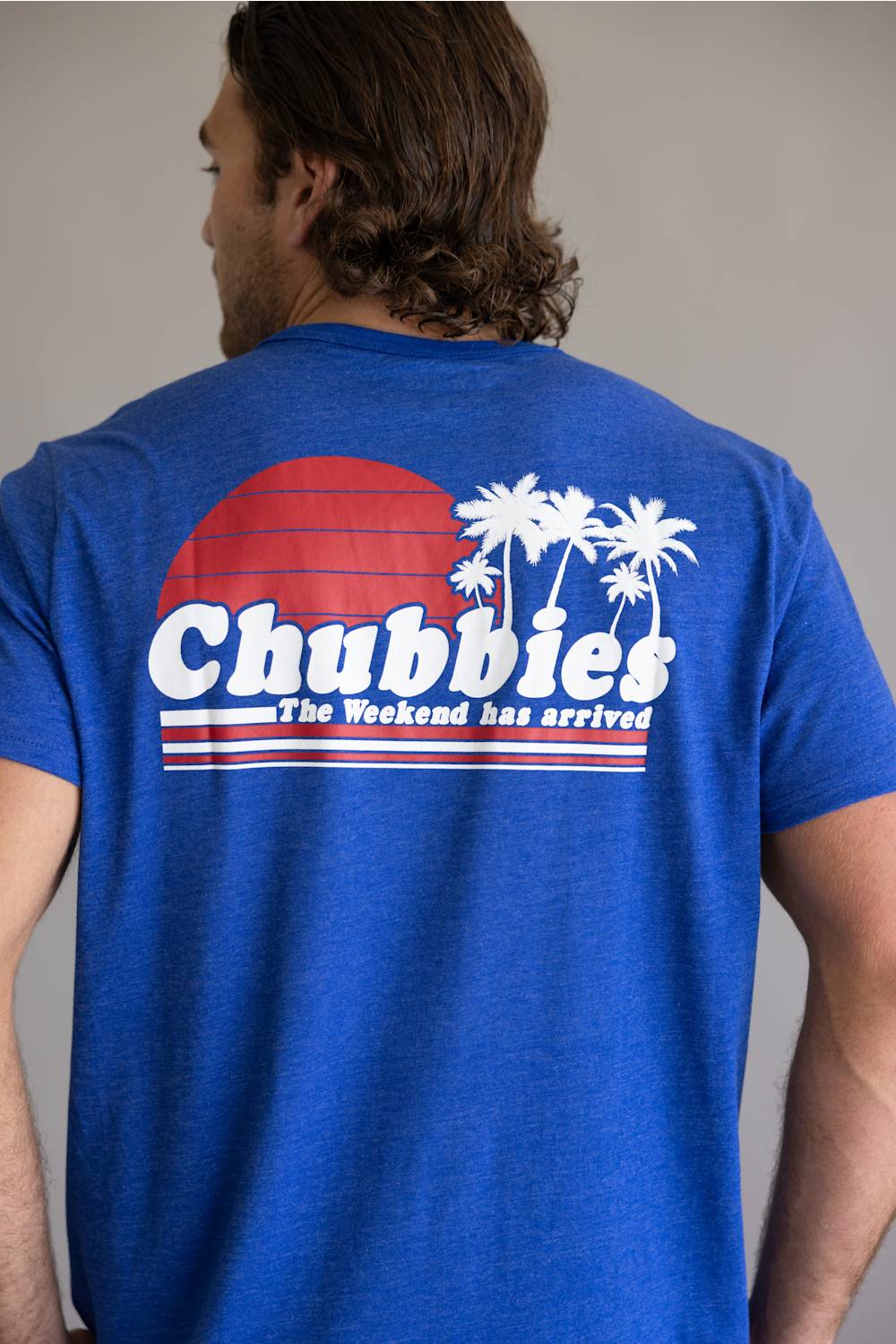 Chubbies Ol’ College Try T-Shirt for Men in Bright Blue