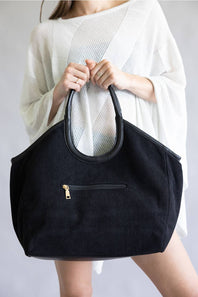 Corduroy Hobo Bag for Women in Black
