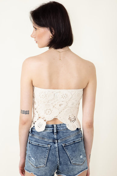 Crochet Flyaway Lace Tube Top for Women in Natural