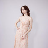 Floral Print Ruched Midi Dress for Women in Rose