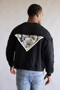 Denim & Flower Bandana Back Crewneck for Men in Black
