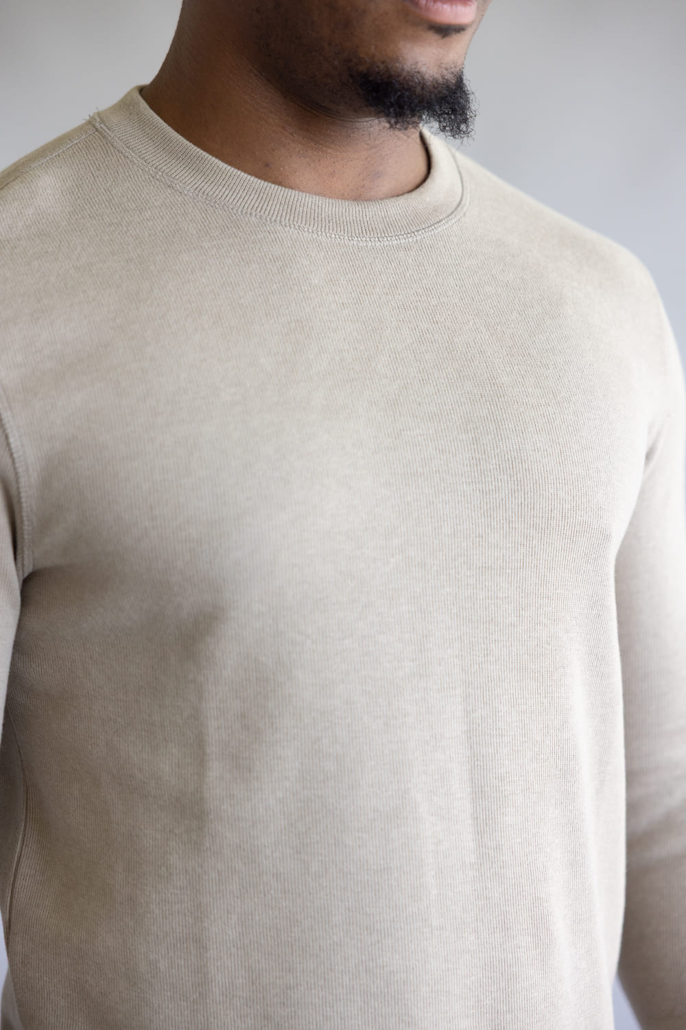 Denim & Flower Knit Crew Tee for Men in Stone