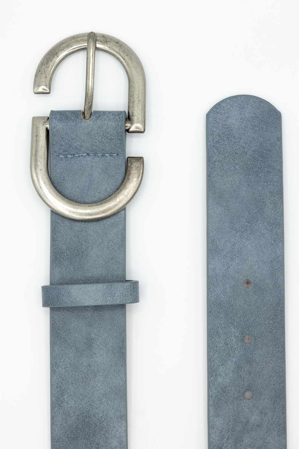 Double Buckle Belt for Women in Blue Silver