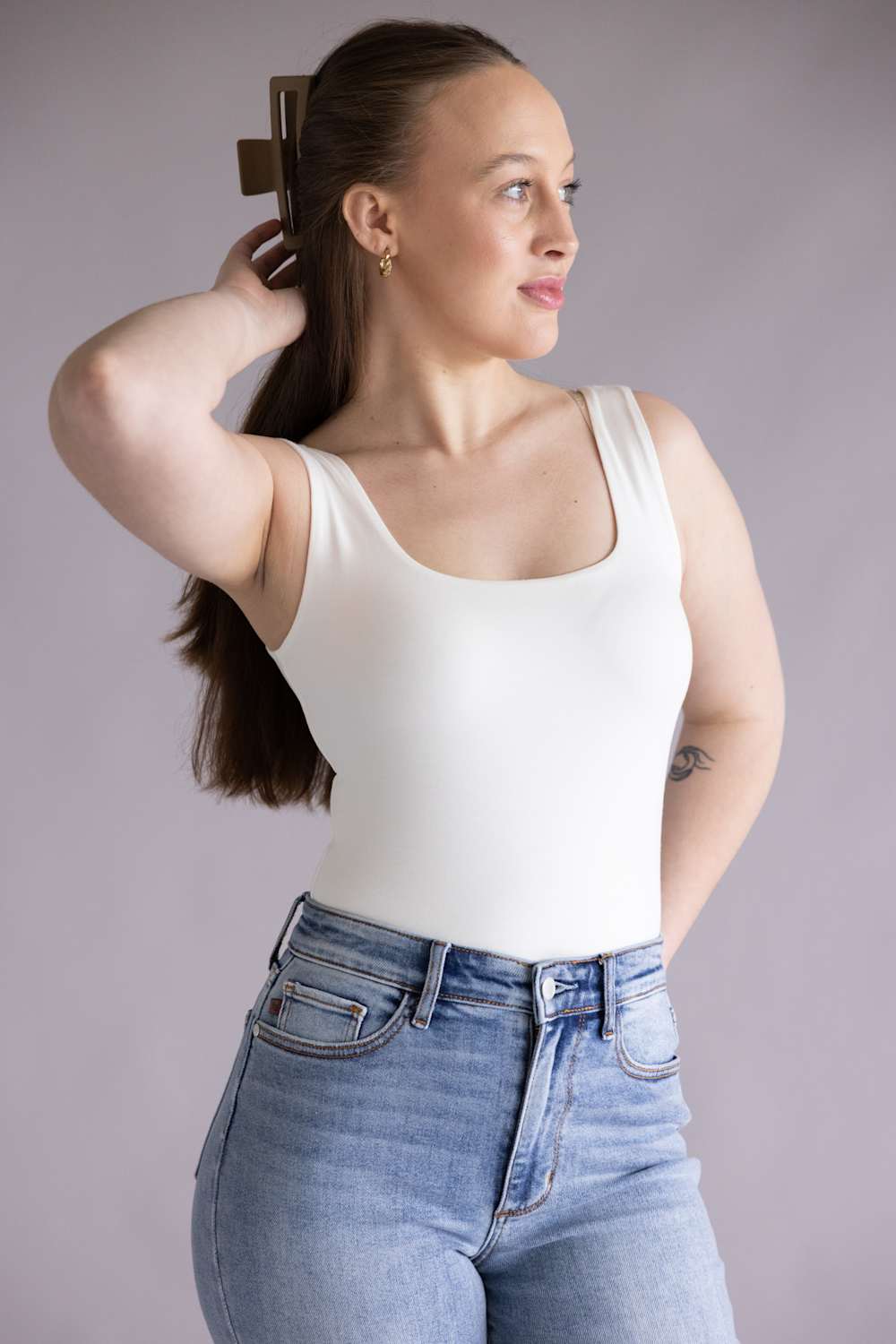Final Touch Double Layer Tank Top for Women in White
