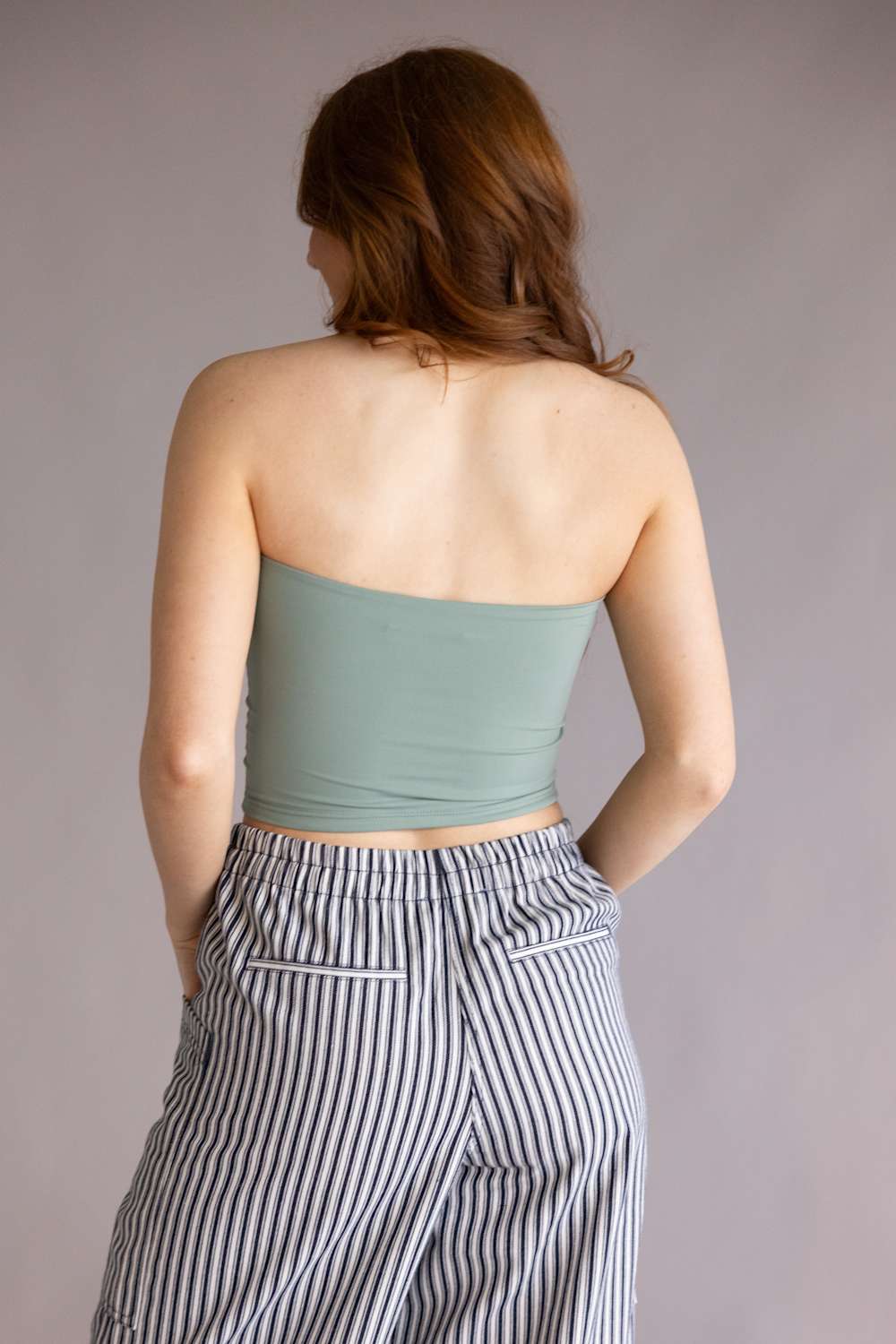 Double Layer Tube Top for Women in Seafoam Sage