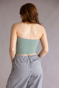 Double Layer Tube Top for Women in Seafoam Sage