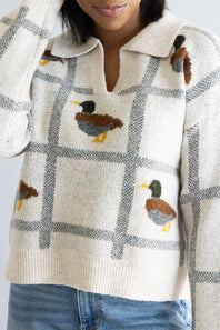 Duck Johnny Collar Sweater for Women in Taupe