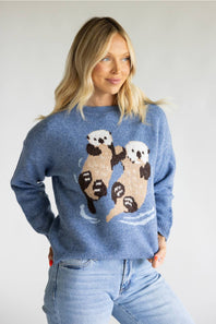 Debut Otter Knit Sweater for Women in Blue