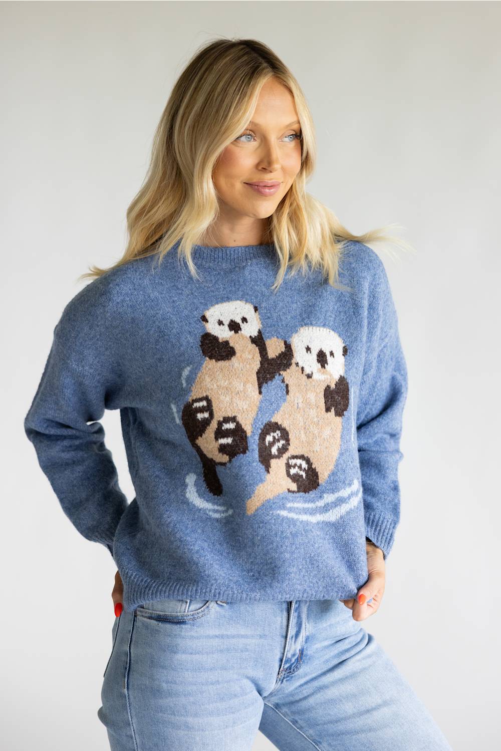 Debut Otter Knit Sweater for Women in Blue