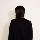 Pearl Front Hem Sweater for Women in Black