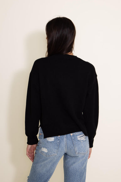 Pearl Front Hem Sweater for Women in Black