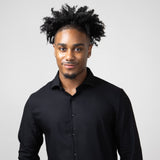 Denim & Flower Stretch Button Up Shirt for Men in Black
