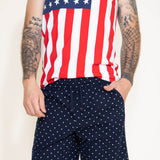 Denim & Flower USA Stars Shorts for Men in Navy 