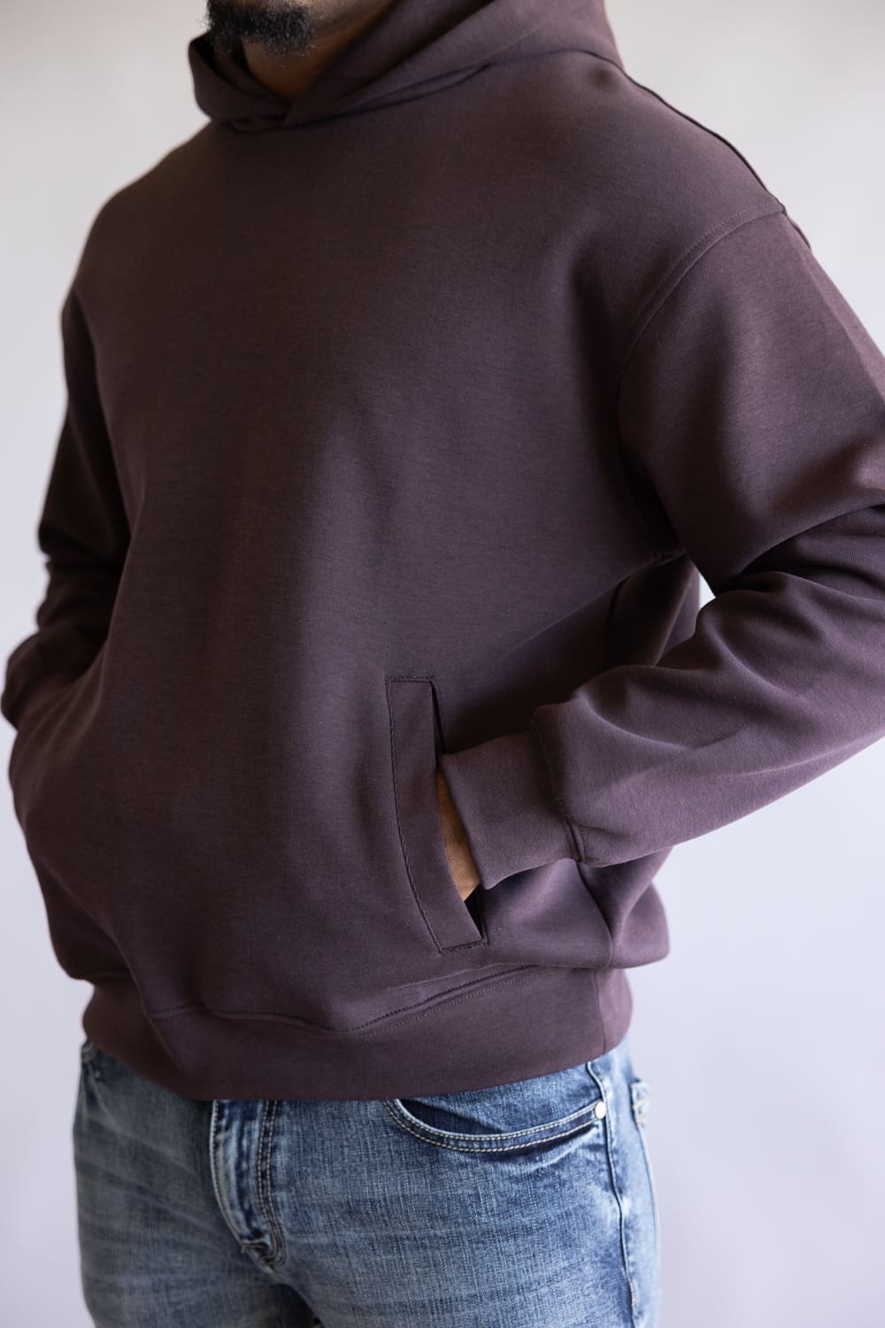Denim & Flower Hoodie for Men in Dark Red Wine