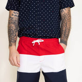 Denim & Flower USA Color Block Shorts for Men in Red/White/Blue
