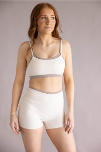 Double Layer Biker Shorts for Women in Cream Combo