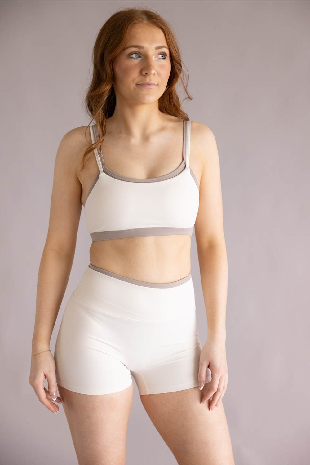 Double Layer Biker Shorts for Women in Cream Combo