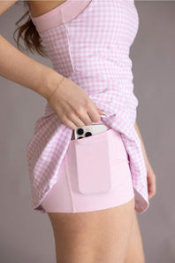 Double Layer Gingham Tennis Dress for Women in Light Pink