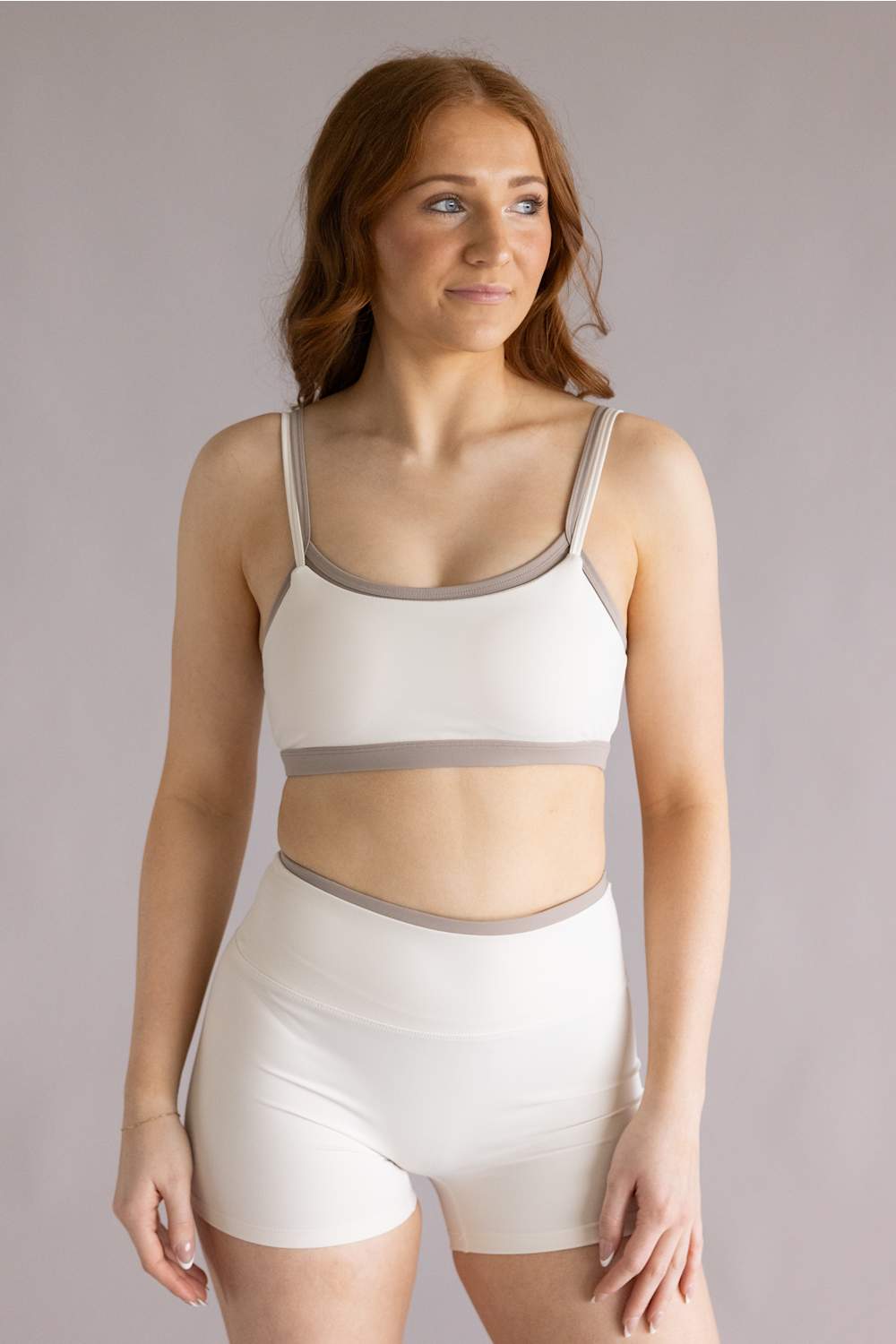 Double Layer Sports Bra for Women in Cream Combo