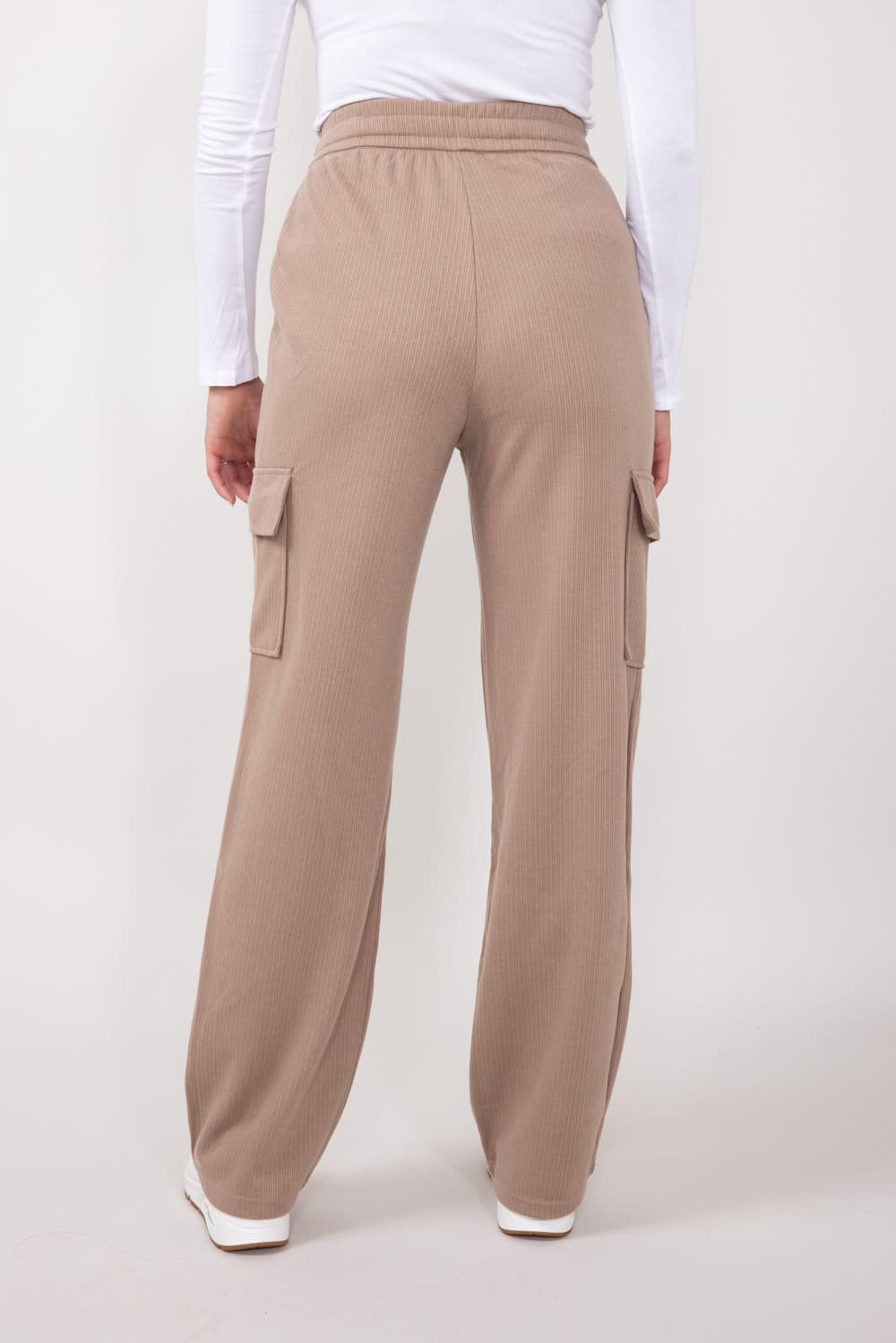 Drawstring Cargo Sweatpants for Women in Taupe