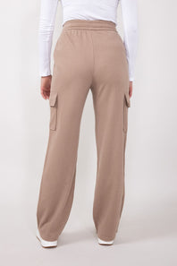 Drawstring Cargo Sweatpants for Women in Taupe