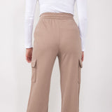 Drawstring Cargo Sweatpants for Women in Taupe