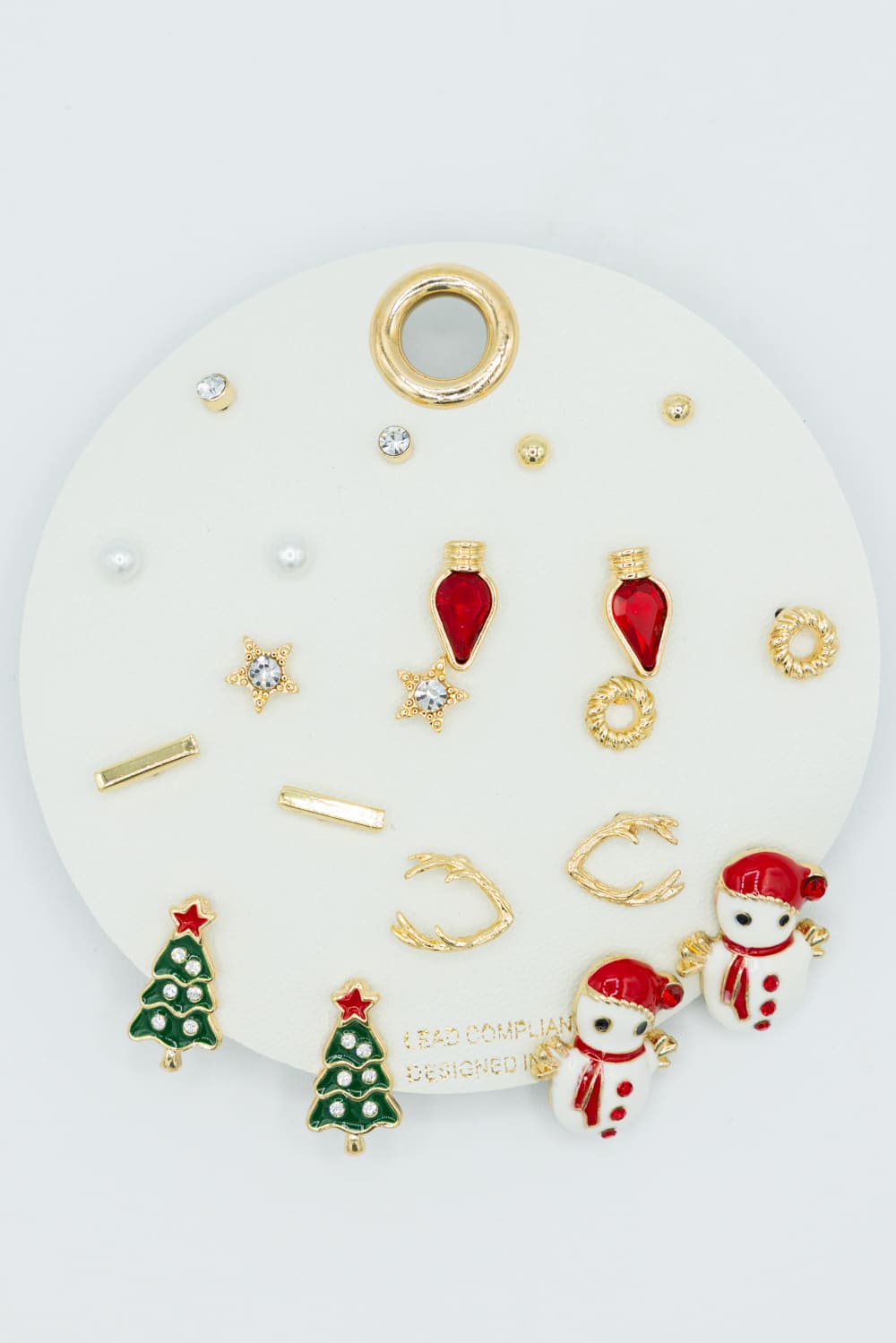 Ten Pair Christmas Studs Earrings Set for Women in Gold