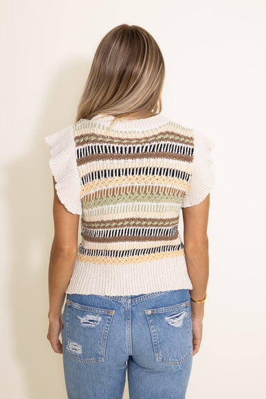 Elan Textured Short Sleeve Sweater for Women in Mint Multi
