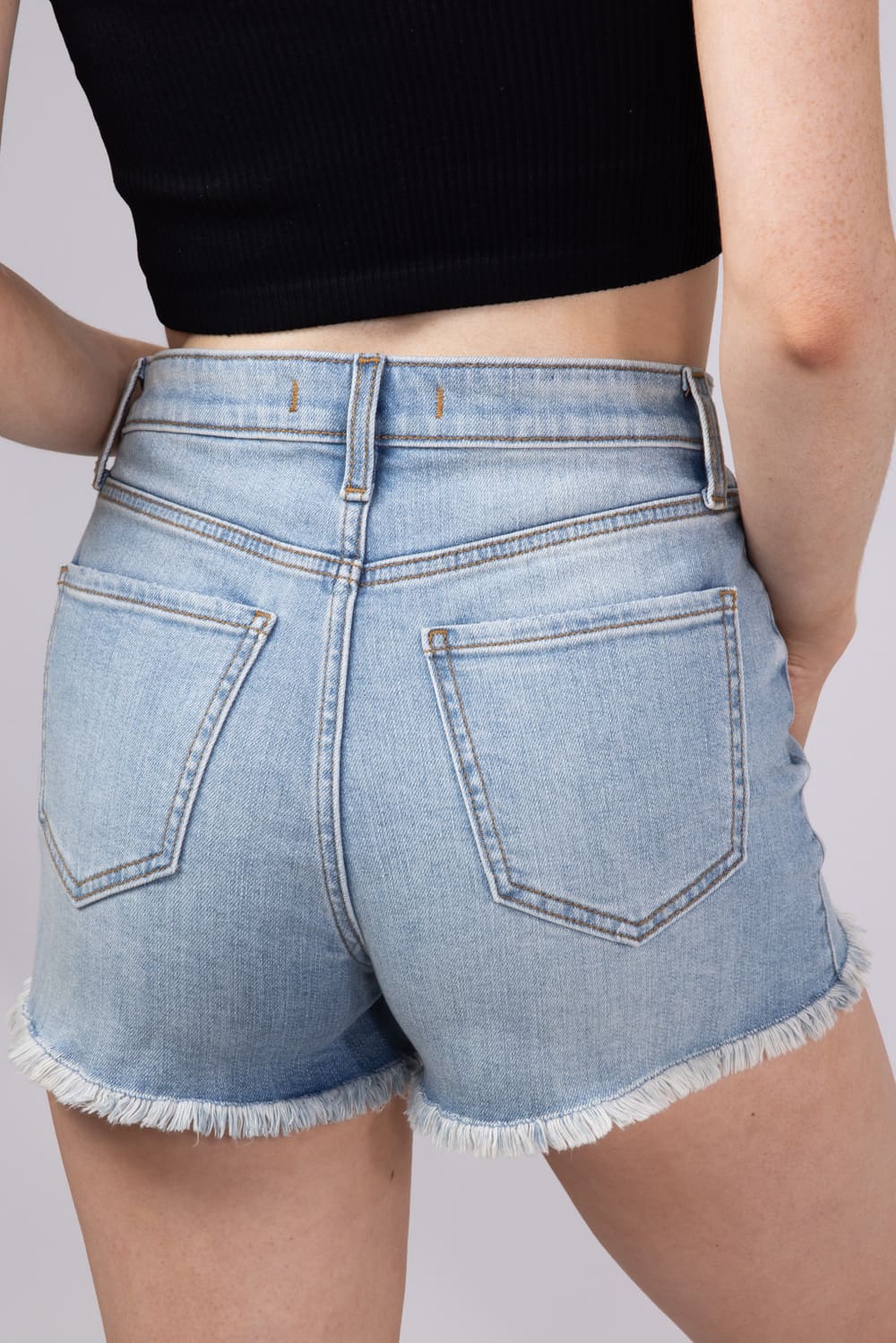 Eunina Lulu Super High Rise Cut Off Denim Shorts for Women