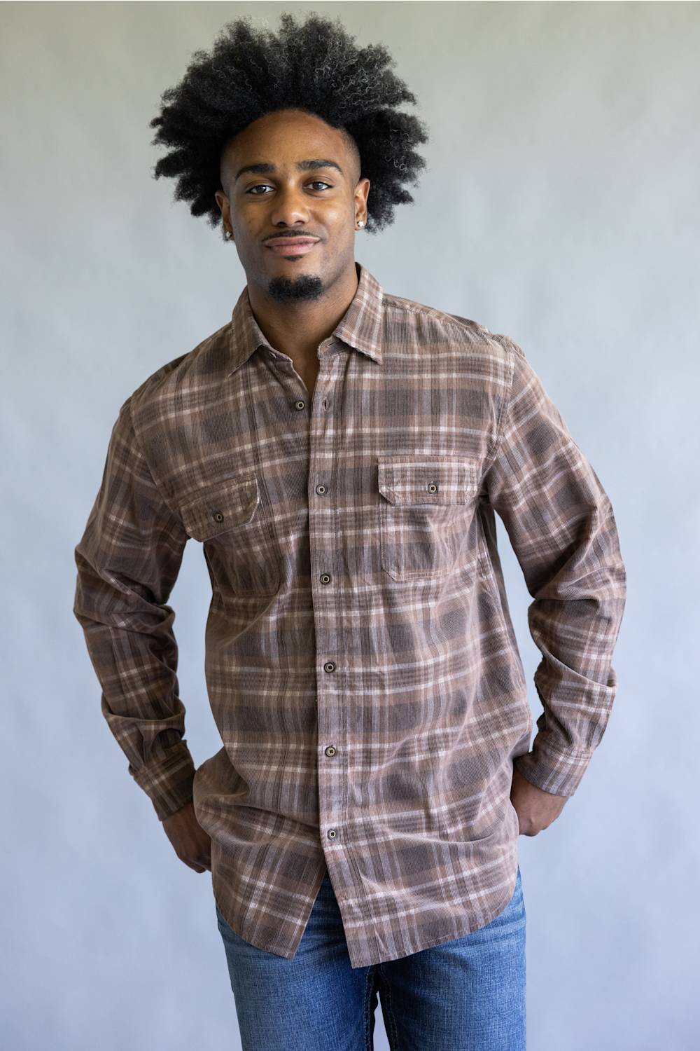 1897 Legends Corduroy Reverse Plaid Flannel Shirt for Men in Brown Tan | F13005-BRNTAN