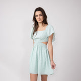Cutout Short Sleeve Dress for Women in Sage Floral