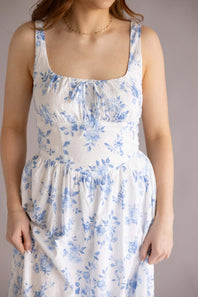 Bow & Floral Maxi Dress for Women in White