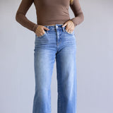 Flying Monkey High-Rise Cuffed Hem Wide Leg Jeans for Women