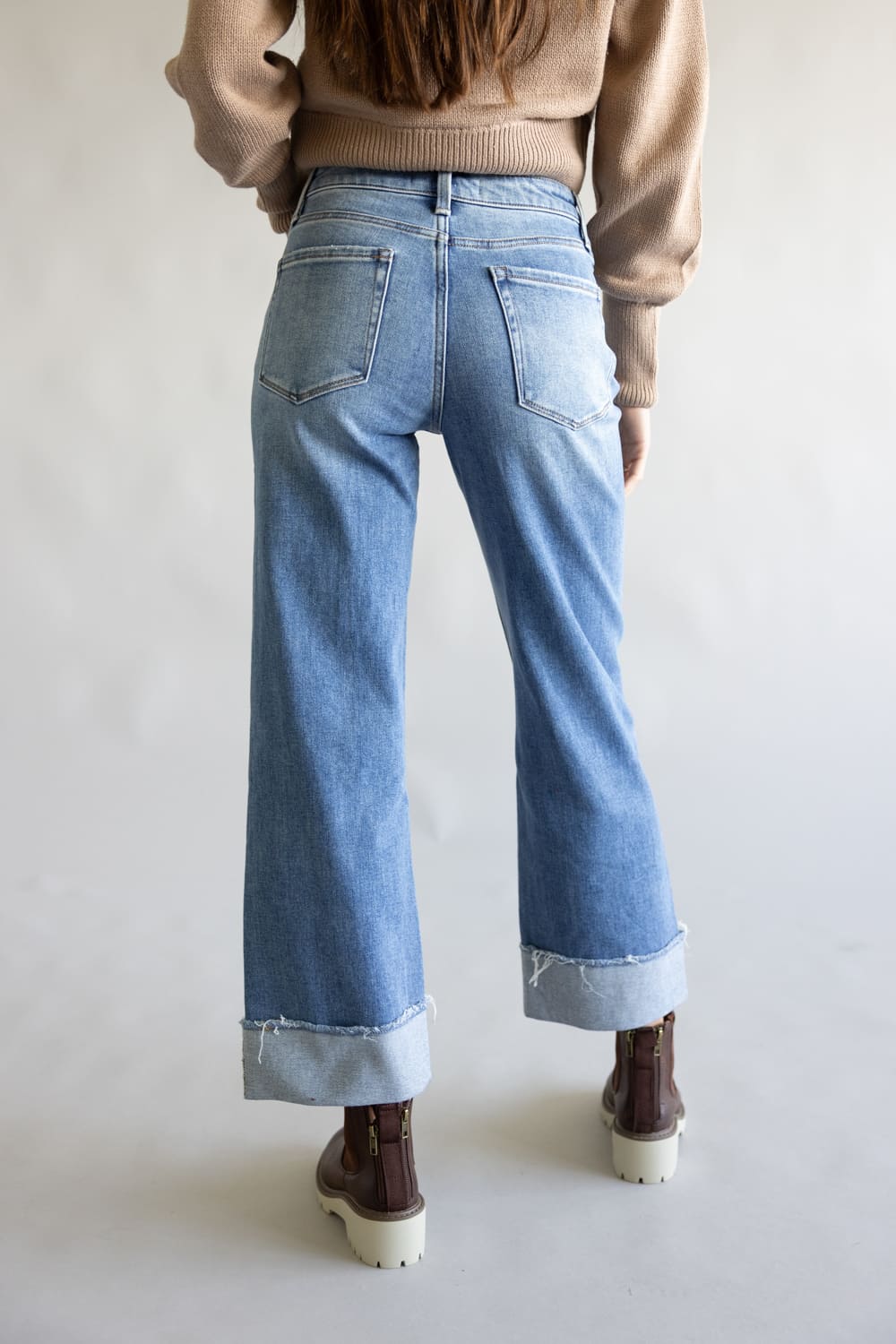 Flying Monkey High-Rise Wide Leg Cuff Jeans for Women