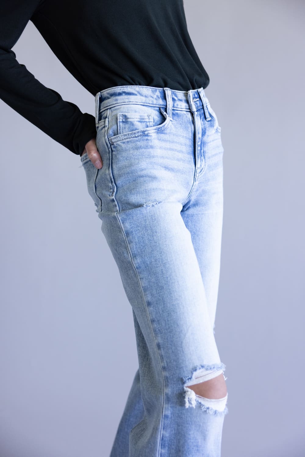 Flying Monkey High-Rise Frayed Wide Leg Jeans for Women