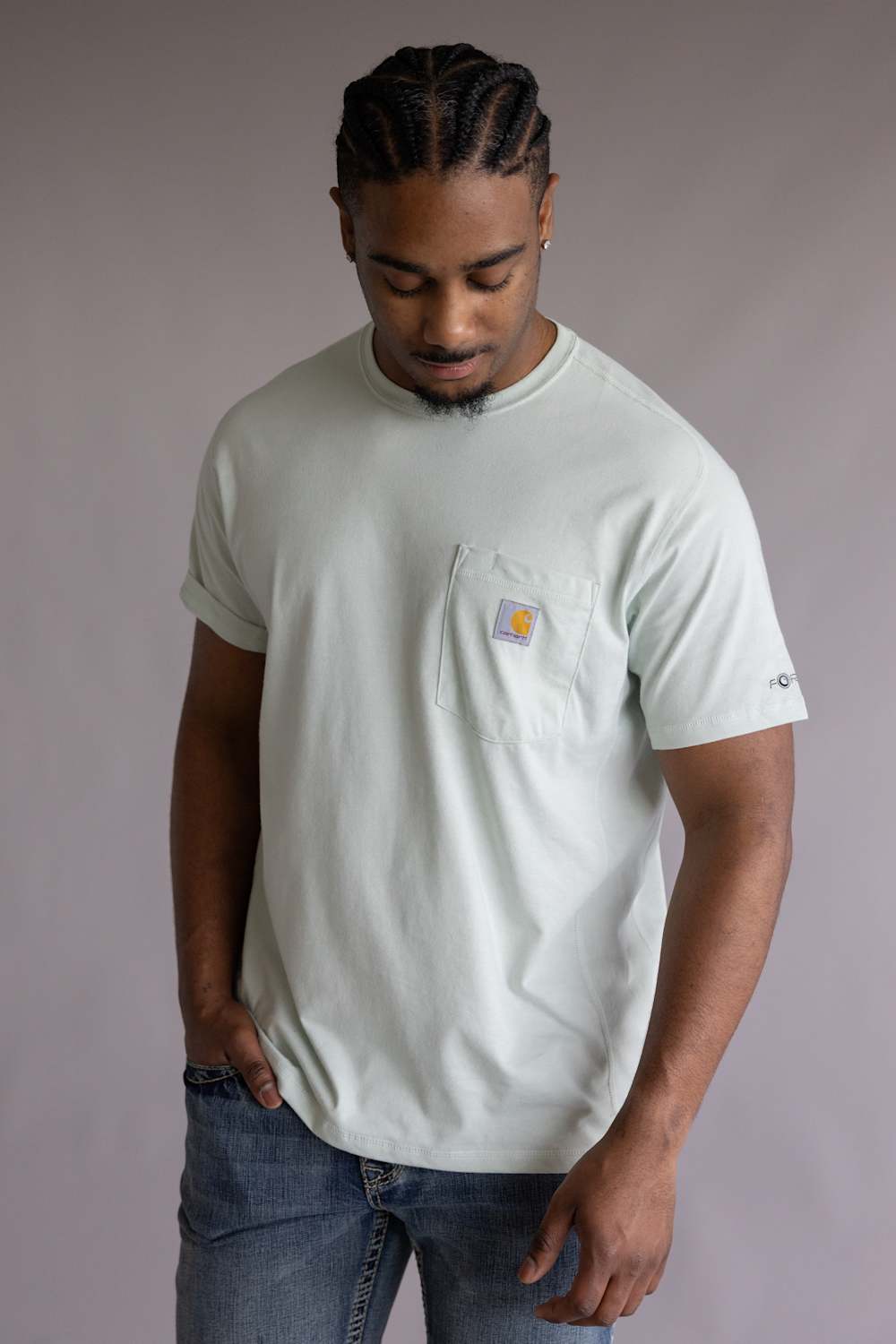 Carhartt Force Pocket T-Shirt for Men in Smoked Teal